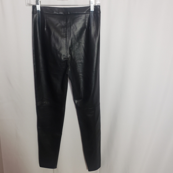 Zara, Black, Faux Leather Pants, Zipper on ankles, Unhemmed - Picture 5 of 9